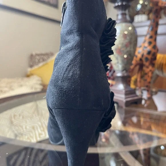 FIONI Clothing Black Ruched Heeled Boots Vintage size 9.5​ - Picture 2 of 4